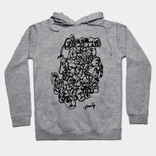 Family Line Drawing Art Black Print Hoodie